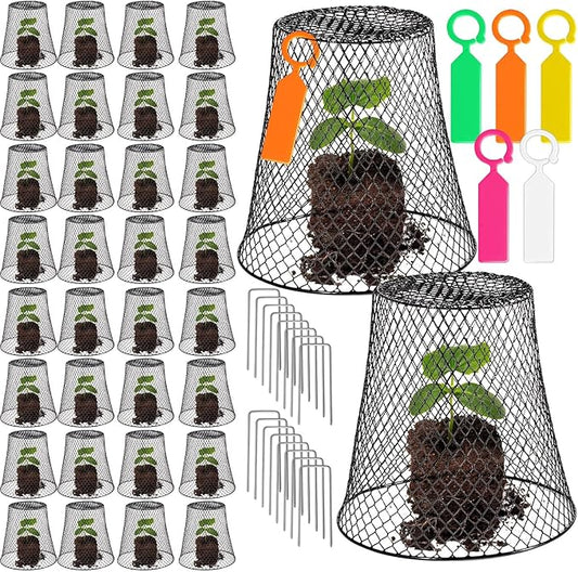 40 Pcs 8 inch Chicken Wire Plant Covers,Wire Garden Cloches Chicken Wire Cloche Plant Protector Metal Heavy Duty Garden Plant Cloche for Keeping Bunnies Chicken Squirrels Birds Other Out