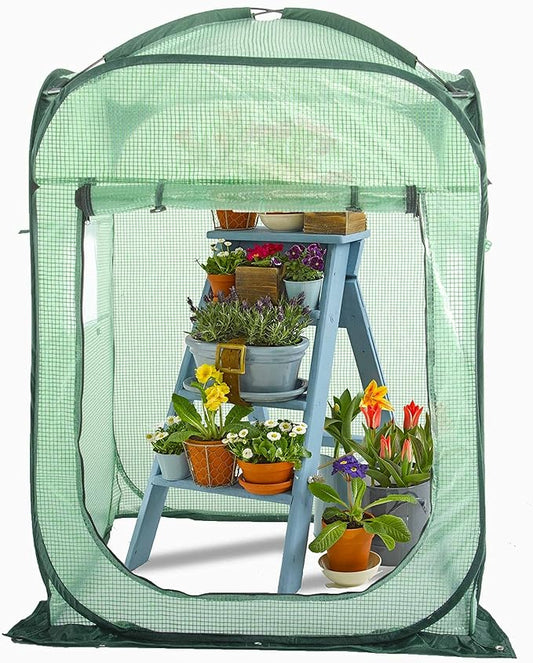 Porayhut Pop Up Greenhouse Tent,Portable X-Large Walk-in Flower House ,Indoor Outdoor Gardening Plant Sunshine Room with PE Mesh Cloth Cover for Protecting Plant from Cold Frost & Birds