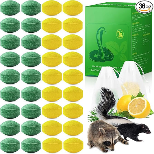 36Pack Powerful Skunk Repellent for Outdoor Use, Natural Keep Skunk & Raccoon Away Deterrent with Long-Lasting Protection for Garden Lawn Yard Camping Fishing, Safe for Kids & Pets, Waterproof