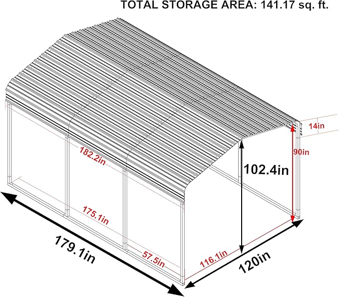 10x15 FT Heavy Duty Metal Carport, Car Port Canopy with Metal Roof, Garage Car Shelter Shade for Outdoor, Car, Truck, Boat, Gray