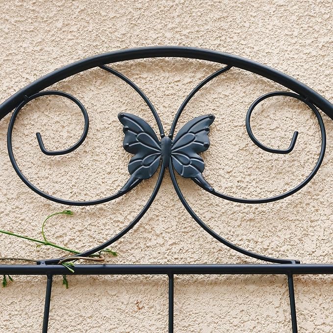 4 Pack Garden Trellises with Black Metal Coating, Trellis for Climbing Plants Outdoor, Roses, Vegetables, Vines, Cucumbers-19.7×86.7 inches.