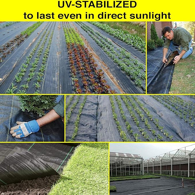 Landscape Fabric Heavy Duty 3Ft x 300Ft 3.2oz Black - Woven Weed Barrier Landscape Fabric - Weed Block - Garden Fabric Roll - Commercial Weed Control Fabric - Weed Barrier Cloth