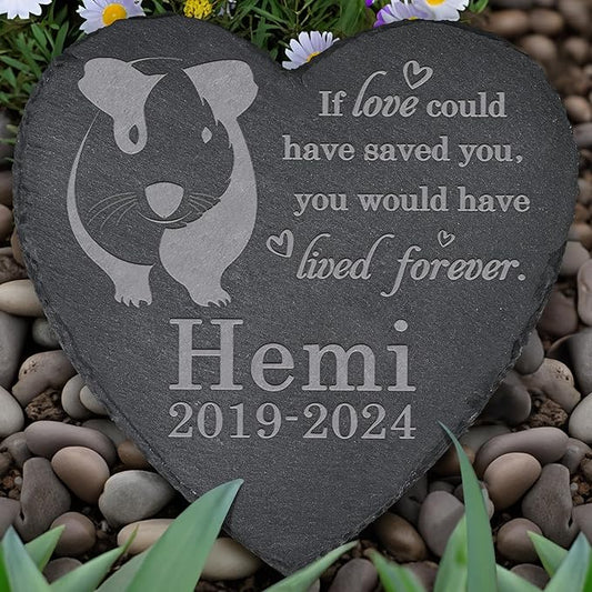 Guinea Pig Memorial Stone - Garden Statue - Memorial Gifts - Tombstone - Loss Gift - Heart