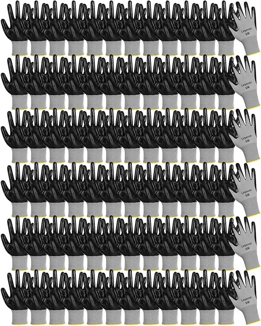 Maxcheck 54 Pairs PU Coated Gloves Bulk, Reusable Rubber Safety Gloves for Men Women Work Warehouse, Mechanic, Woodworking