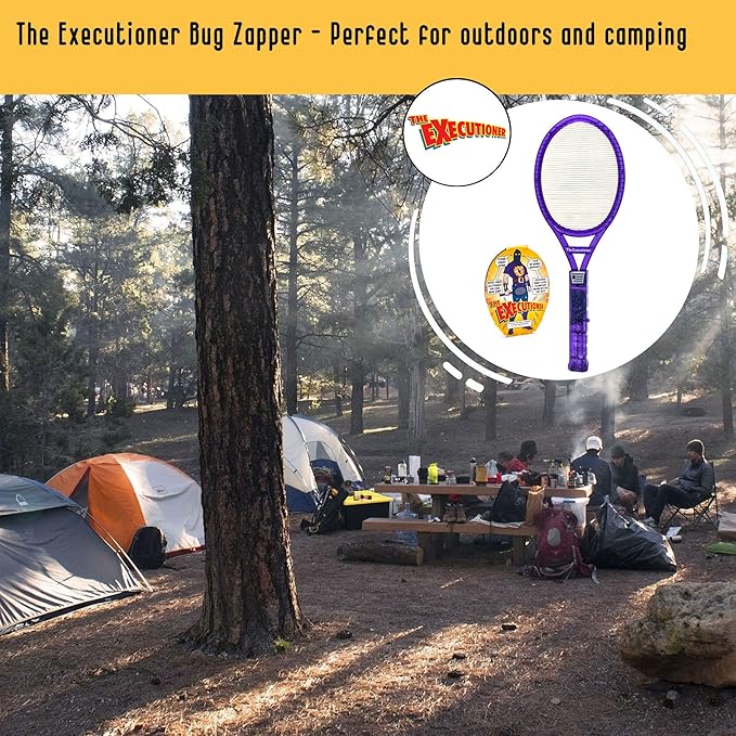 The Executioner Fly Zapper Mosquito, Wasp, Bug, Insect Killer Swatter Electric Fly Zapper Racket Single Layer for Efficient Zapping Indoor Outdoor (Purple)