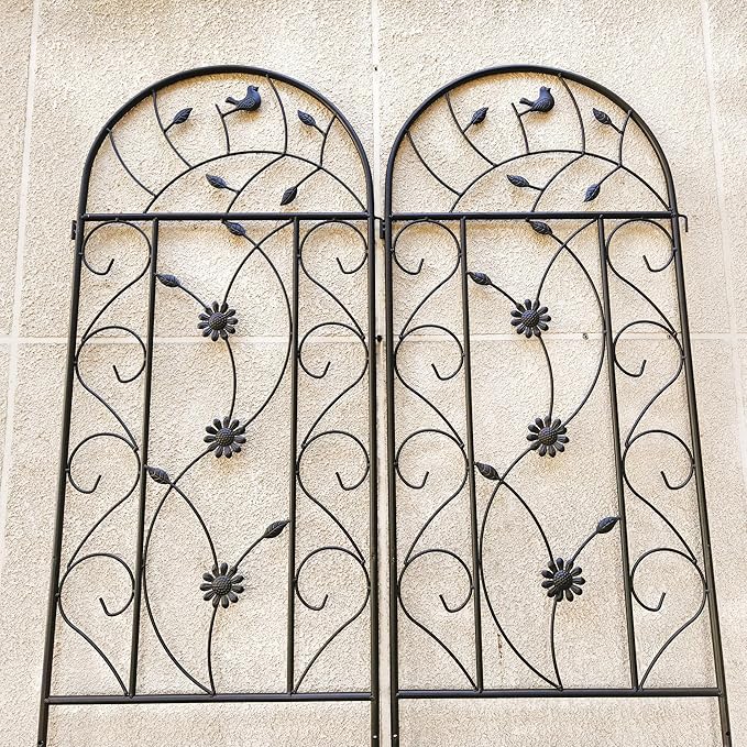 Garden Trellises, 2 Pack Brown Metal Coated Rustproof Trellis for Climbing Plants Outdoor, Roses, Vines, Flowers, and Vegetables-19.7×86.7 inches