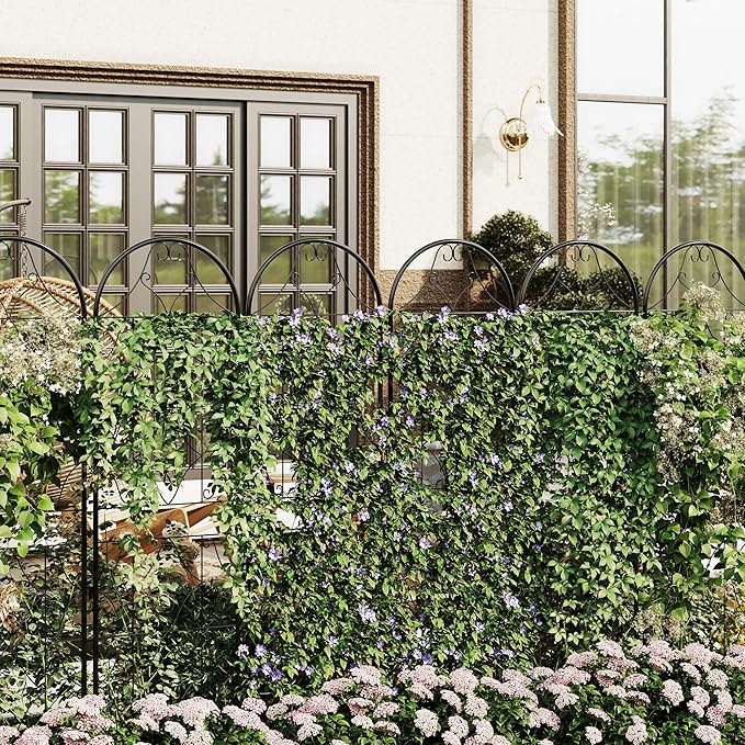 Garden Trellis 4 PCS - Tall 75 Inch x 21 Inch Metal Trellis for Climbing Plants & Vegetables | Rustproof Black Powder Coated Outdoor Plant Support | Patio Decor for Vines, Roses, Cucumbers, Tomatoes